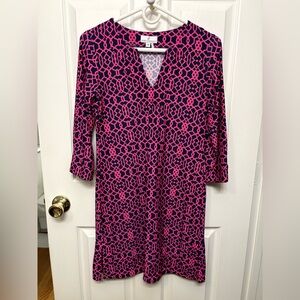 Jude Connally Vibrant Pink and Navy Dress